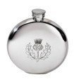 Round Pewter Thistle Flask