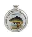 Carp Round Pewter Picture Flask