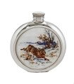 Hare Round Pewter Picture Flask