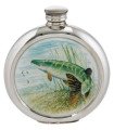 Pike Round Pewter Picture Flask
