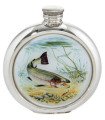 Trout Round Pewter Picture Flask