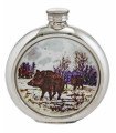 Wild Boar Round Pewter Picture Flask